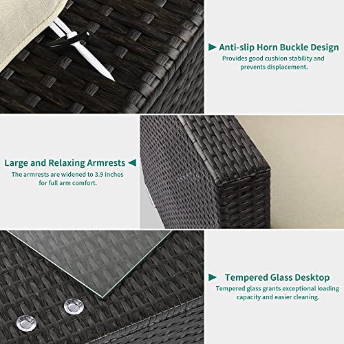 Yitahome 6 Pieces Patio Furniture Set, Outdoor Sectional Sofa Pe Wicker Conversation Set Outside Couch With Table For Porch Lawn Garden Backyard, Black #TOP5