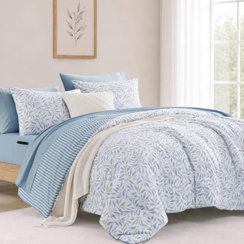 Image of Monbix Full Size Comforter Sets - 7 Pieces Floral Reversible Bed in a Bag
