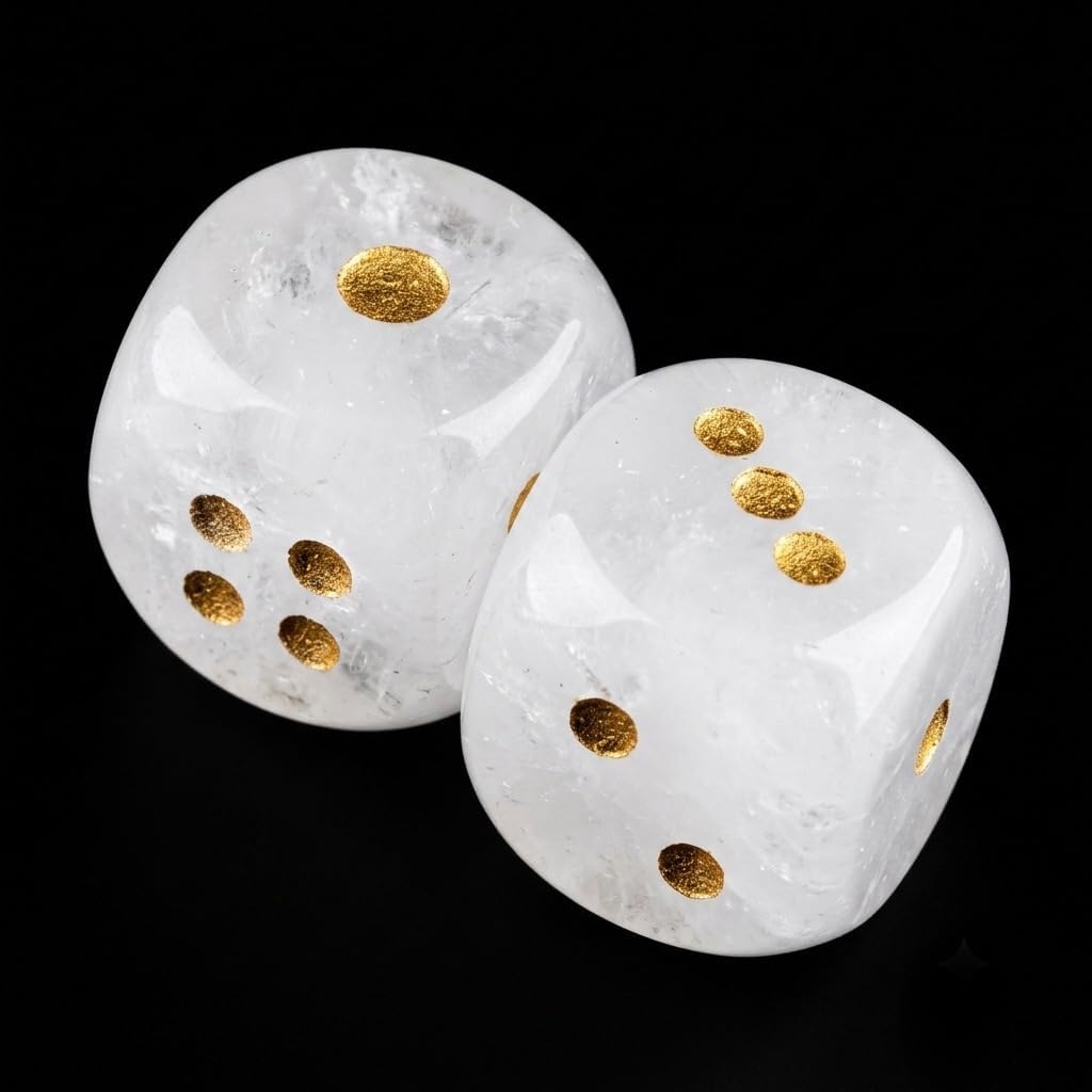 2PCS Natural Gemstone Dice, 16mm Crystal D6 Mahjong Dice Set Stone Dice for Games, Accessories, Tabletop Board Games, Casino Games, Craps, DIY Crafts, Spiritual Decor and Home Decor（White Quartz） image 4