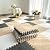 12 Pcs Plush Interlocking Carpet Tiles?Non-Toxic Foam Carpet Tiles for Toddler Baby?Machine-Washable?Anti-Slip?EVA Foam Interlocking Tiles for Floor, Nursery, Grey White Light Brown