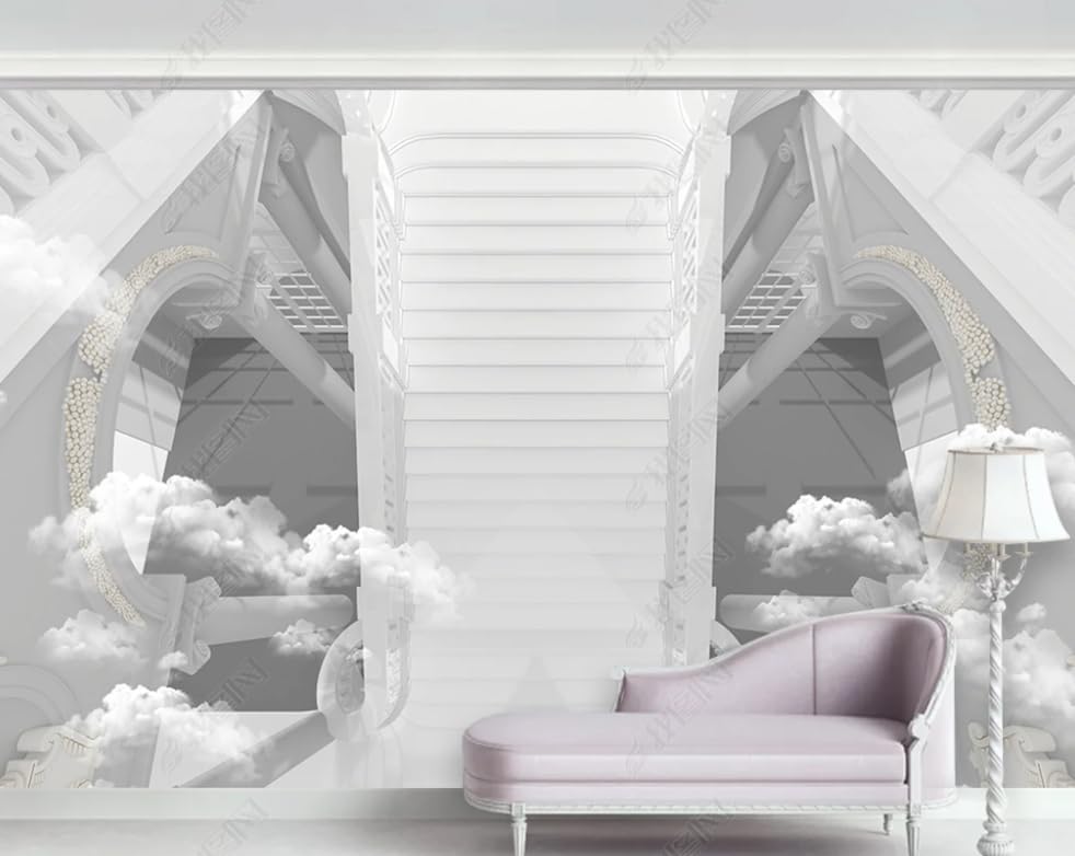 Papier Peint Intissé Nuages Blancs 3D Relief 200x140 cm