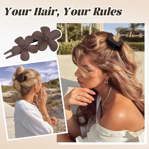 Kavya Haarklammer Flach Groß - 6er Set Entenschnabel Haarspangen Damen Rutschfeste French Haarklammern Blumen für Dünnes und Dickes Haar Flat Hair Clip für Alltag, Sport & Autofahren Hair Accessories