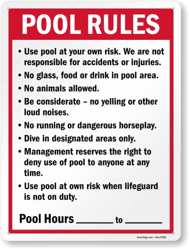 Cartel metálico con reglas de piscina 24x18 pulgadas miniatura 1