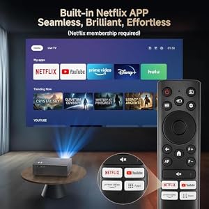 4K-Projector with WiFi and Bluetooth, AI Auto Focus&6D Keystone Dolby Audio HDR10+, KOGATA Smart Projector with Built-in Apps, Outdoor Movie Portable for Home Theater, Bedroom, Ceiling — photo 3 of 6