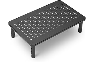Black Premium Metal Riser for Monitors, Laptops: Adjustable Stand - Skid-Resistant