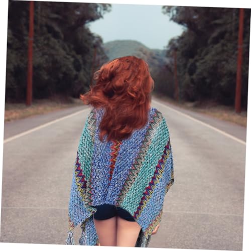 Manteau shawl ample type poncho femme chic texturé - 4