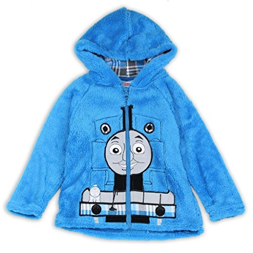 THOMAS Boys Toddler Velboa Zip Front Hoodie SweatShirt/Jacket, 2T, Blue