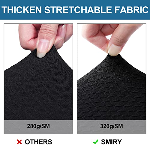 Image of Smiry Waterproof Seat Covers for Dining Room Chairs, No Rear Covers | Stretch Jacquard Removable Washable Chair Seat Slipcovers Protector, Set of 8, Black