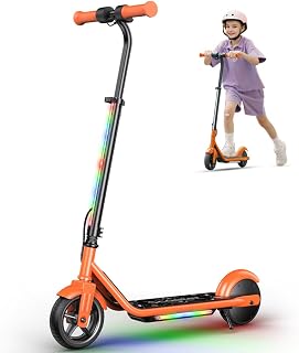 k2pro Elektroroller für Kinder, 150W E Scooter mit 3 Geschwindigkeitsstufen (5/10/16 km/h), LED Beleuchtung, Höhenverstellbar, Doppelbremse, Faltbar, Kinder Scooter 6–12 Jahre