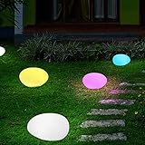 Obell LED Outdoor Solar Stone Light - Glow Stone Shape Garden Decor Light - White&RGB Lights Waterproof Night Lights for Path Lawn Patio Pathway Walkway