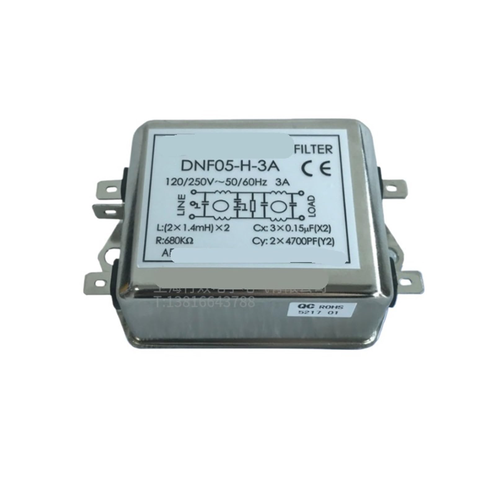 WBBAYDRFR Single Phase DNF05-H-3A AC 5A Power Filter 6A 10A 15A 20A(DNF05-H-3A)