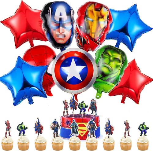 Birthday Party Decorations Supplies - hero Foil Balloons Cake Toppers for Theme Party Favor