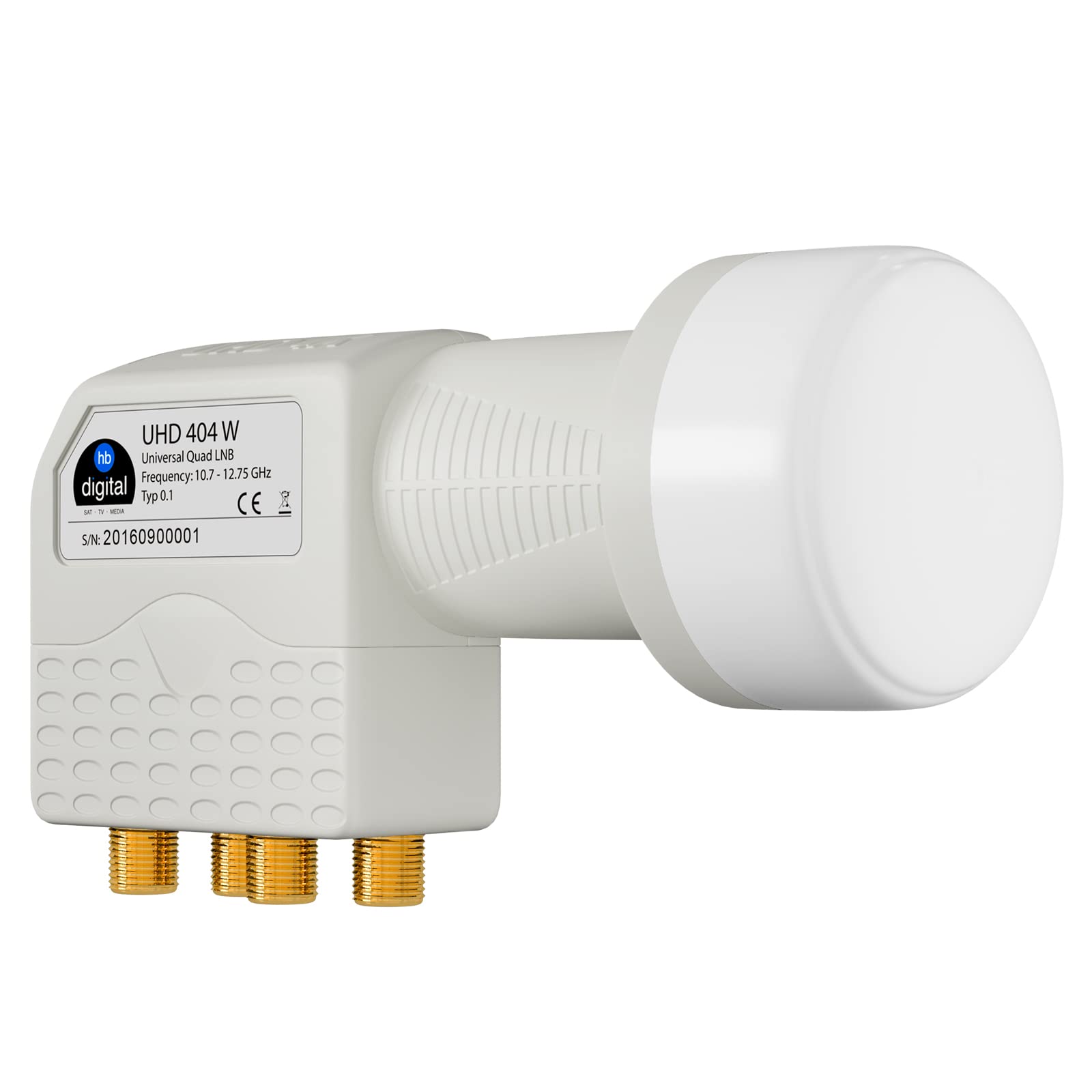 HB-DIGITAL 4X Quad LNB LNC 4 uczestników bezpośrednio (cztery sztuki) ✨ Full HD TV 3D 4K biały biały biały biały ■ styki pozłacane ■ ochrona przed warunkami atmosferycznymi (wyciągana)