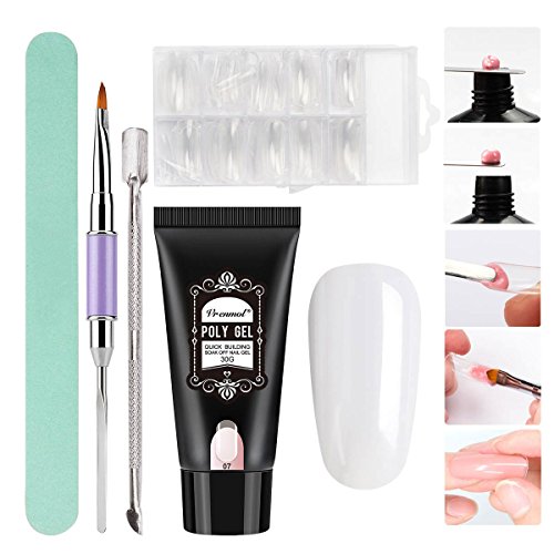 Vrenmol 30ml Clear Poly Gel UV Nail Builder Finger Extension Gel with Nail Brush Nail Art Manicure Kit Clear