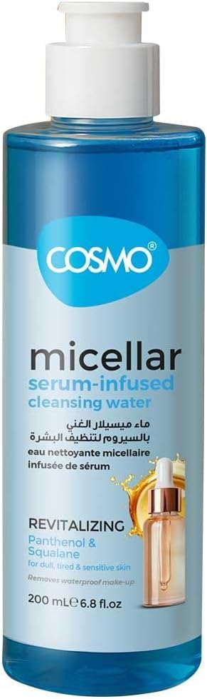Cosmo Face Care Micellar Serum Infused Cleansing Water 200ml With Panthenol & Squalane, Best For Dull, Tired & Sensitive Skin | Dual Action Facial Cleanser | Waterproof Makeup Remover | Non Greasy-image-44