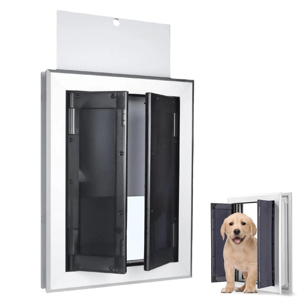 Hundeklappe Aluminium, Haustierklappe mit Paneelen, Hundeklappe mit SchließEnden Magnetklappen, Einschubplatte, Sicherheitsverriegelung, für Dauerhaften Einsatz Haushalt