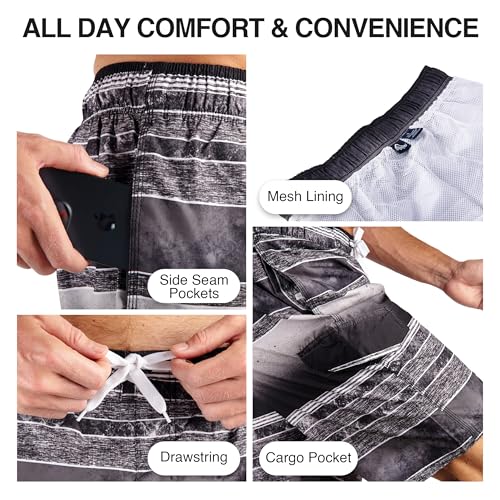 Image of Kanu Surf Men's Big Viper Extended Size Stripe Swim Trunk