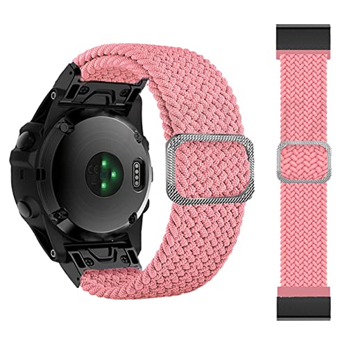 Bracelet montre nylon 26mm rose à libération rapide pour Garmin Fenix 6X