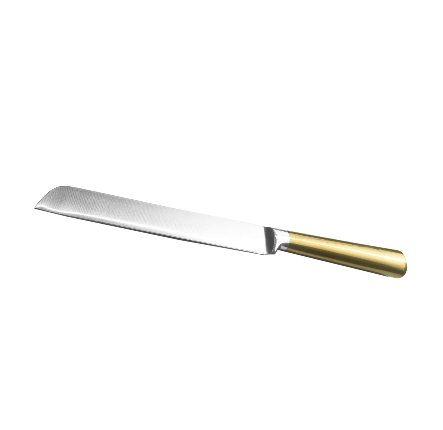 Challah Bread Knife Stainless Steel Non-Serrated Blade - Gold Color Handle