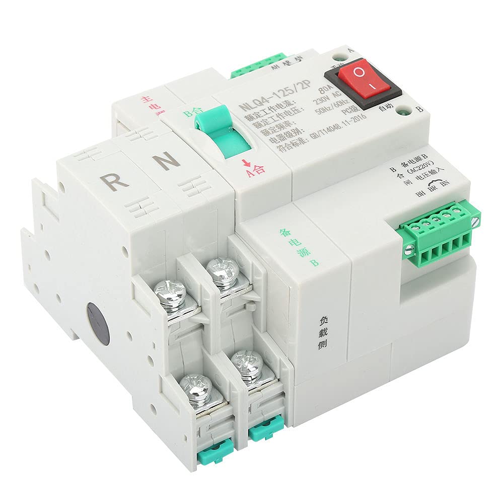 aqxreight Commutatore di Trasferimento Automatico di Potenza CA 230 V 2P 63/80/100 A Ad Alta Non è MadreInterruttore di TrasferimentoInterruttore di Trasferimento DoppioInterruttore di (80A)