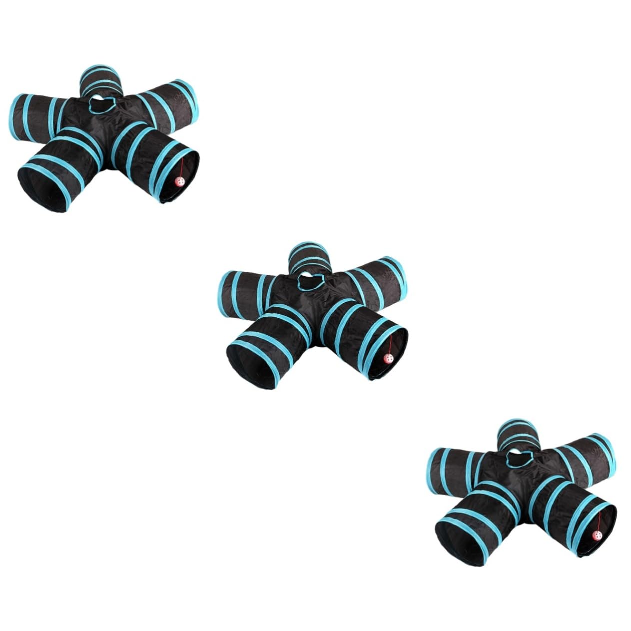 FRCOLOR 3 Piezas de Tubos de hámster Plumas para Juguetes para Gatos, Juguetes para Perros pequeños, Juego de Animales, Juguetes para Perros, Juguetes para Mascotas, túnel Plegable de 5 vías, túnel