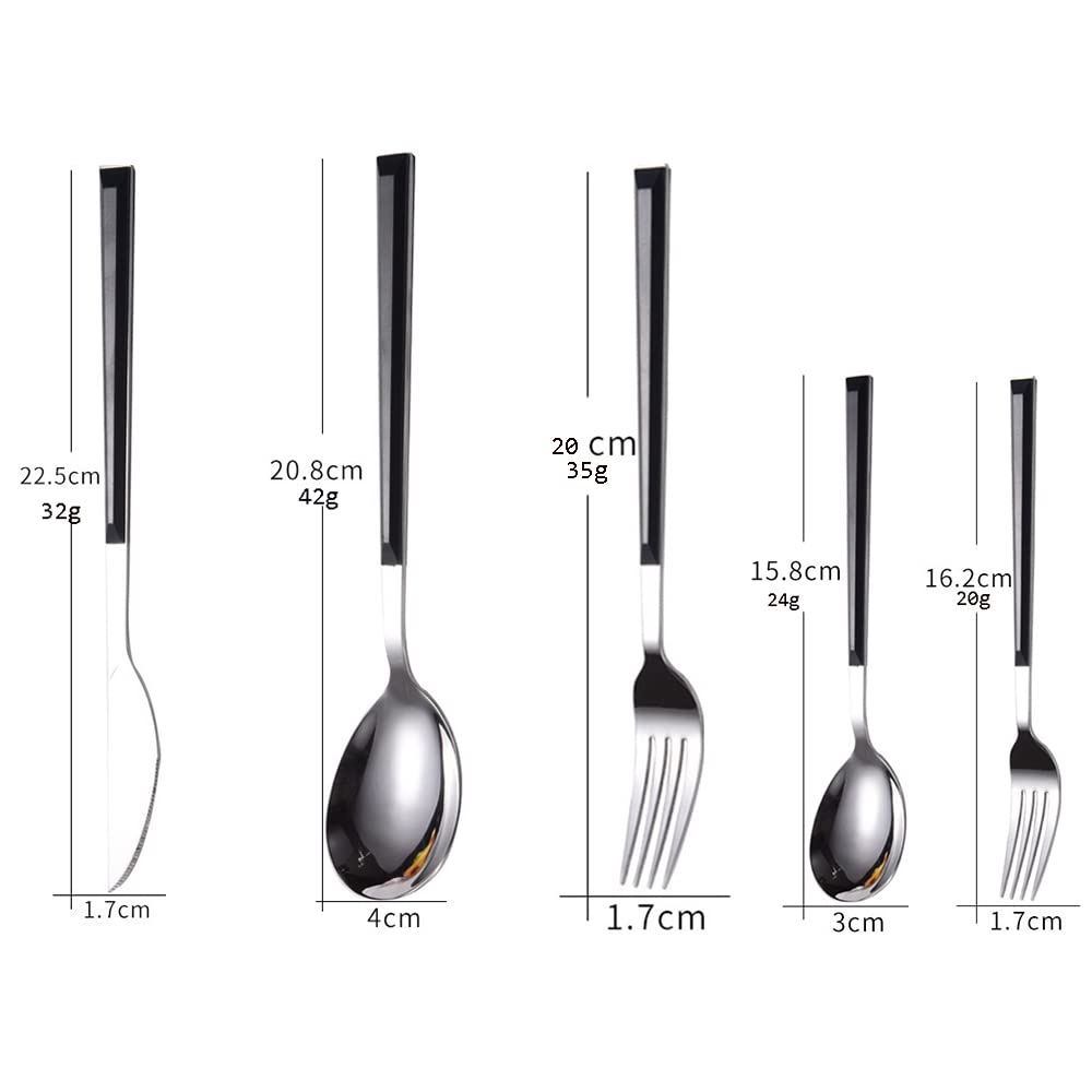 Juego de Cubiertos, Juego de Cubiertos de Acero Inoxidable de 60 Piezas, Servicio para 12, Apto para lavavajillas/Cuidado fácil, Altamente Pulido, Juego de Cubiertos para Camping, Mango Negro (30