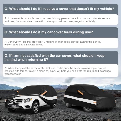 Image of 10 Layers SUV Car Cover Custom Fit Mercedes-Benz GLC300 GLC350e GLC43 63(2015-2026),Waterproof All Weather for Automobiles, Outdoor Full Cover Sun Dust Rain Protection with Cotton. Black
