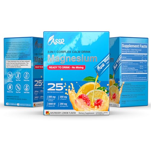 ASSR Supplement Ready to Drink No Mix, Triple Magnesium Glycinate, Malate, Citrate, Ashwagandha, L Theanine, Vitamin D, 25ct — view 3