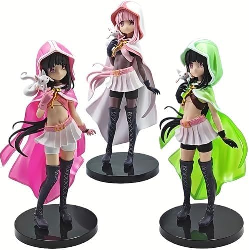 Image of Magical Girl Iroha Tamaki Anime Action Figure 22cm || Standing Cute Witch Girl Iroha with Green Hood & White Cat Anime Figure for Home, Desk & Table Decor | Gift for Friends & Anime Fans