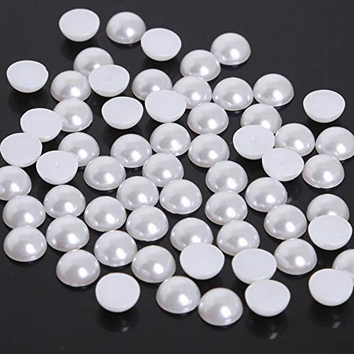 Lifestyle-cat 80pcs 12mm Cabochon Faux Dome Round Flatback Pearl Beads Half Pearls Beads for DIY Crafts Making (White)