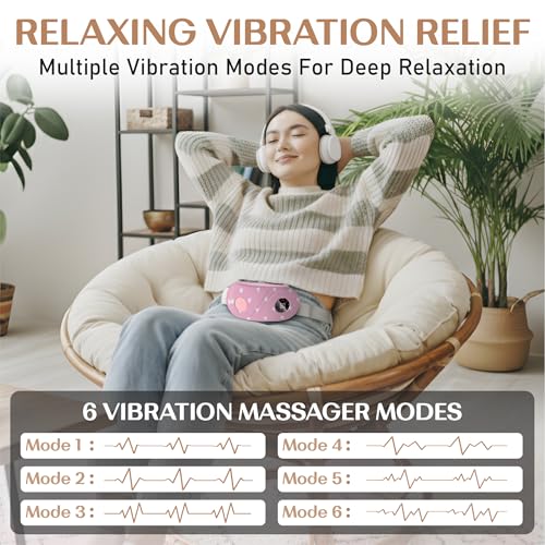 Image of BRONTIX Period Cramp Relief Massager for Women | Portable Cordless Menstrual Pain Relief Heating Pad with 6 Heat & Massage Modes | Electric Periods Cramp Massager | Perfect Gifts for Woman (Candy Hearts)