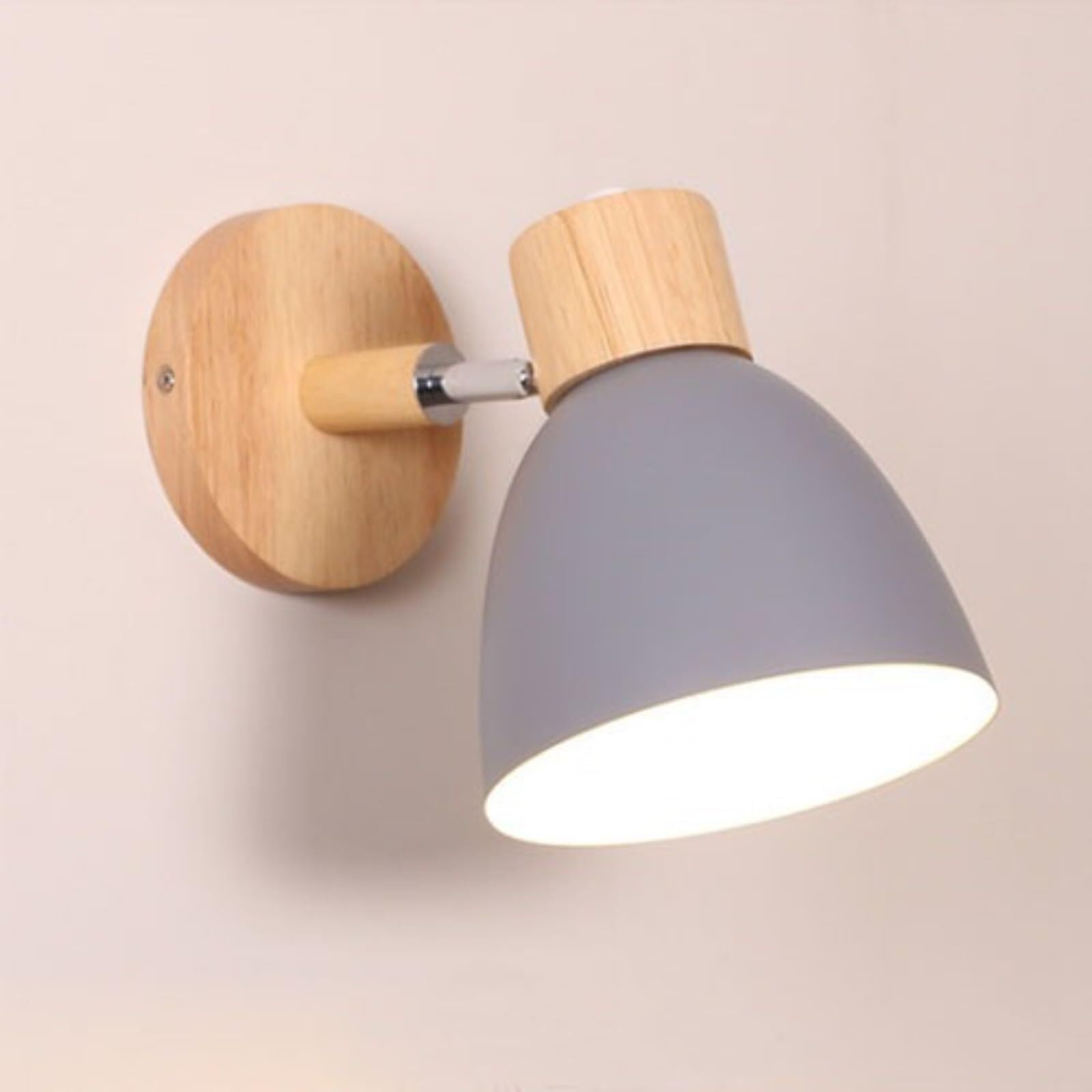 SXECAEPS Nordic Wooden Decor Wall Lamp Modern LED Metal Sconce Hotel Restaurant Lantern for Bedroom Bedside Living Room Study Corridor Entryway Mounted Lamp(A-Gray)