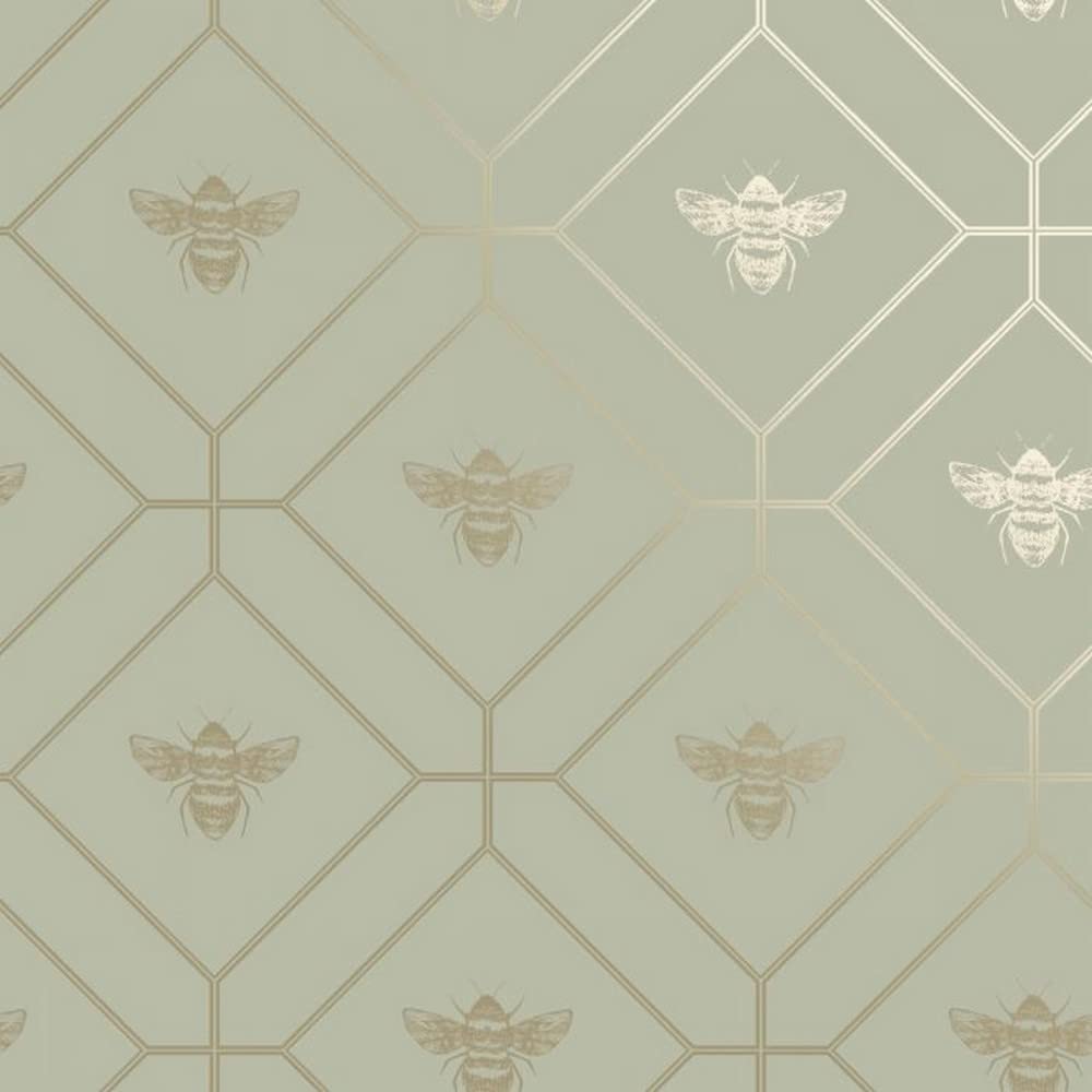 Holden Decor Honeycomb Bee Wallpaper - Green - Geometric - Paper - 53cm Roll