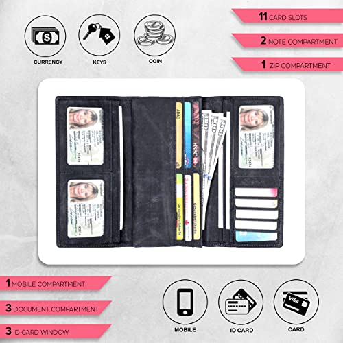 Real Leather Women Wallet Leather with RFID Blocking - Designer Trifold Card Holder Ladies Clutch with ID Window Wallets2