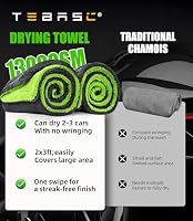 TEBASIC 2-Pack Car Drying Towels 24x36 Inch 1300GSM, Twisted Loop Microfiber Cloth for Auto Detailing - Super Absorbent, Lint-Free & Streak-Free for SUV, Truck & Window (Gray-Green) — image 6