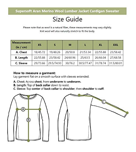 Supersoft Aran Wool Lumber Jacket Cardigan Sweater (Large, Natural) #TOP7