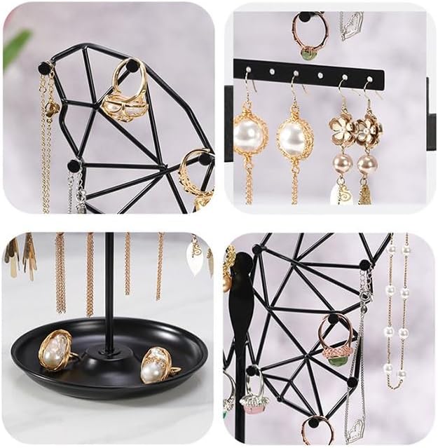 Jewelry Organizer, Decorative Metal Earring And Necklace Holder For Bedroom, Vanity, Or Closet, Stylish Organizer For Fashion Lovers(C) - Image 2