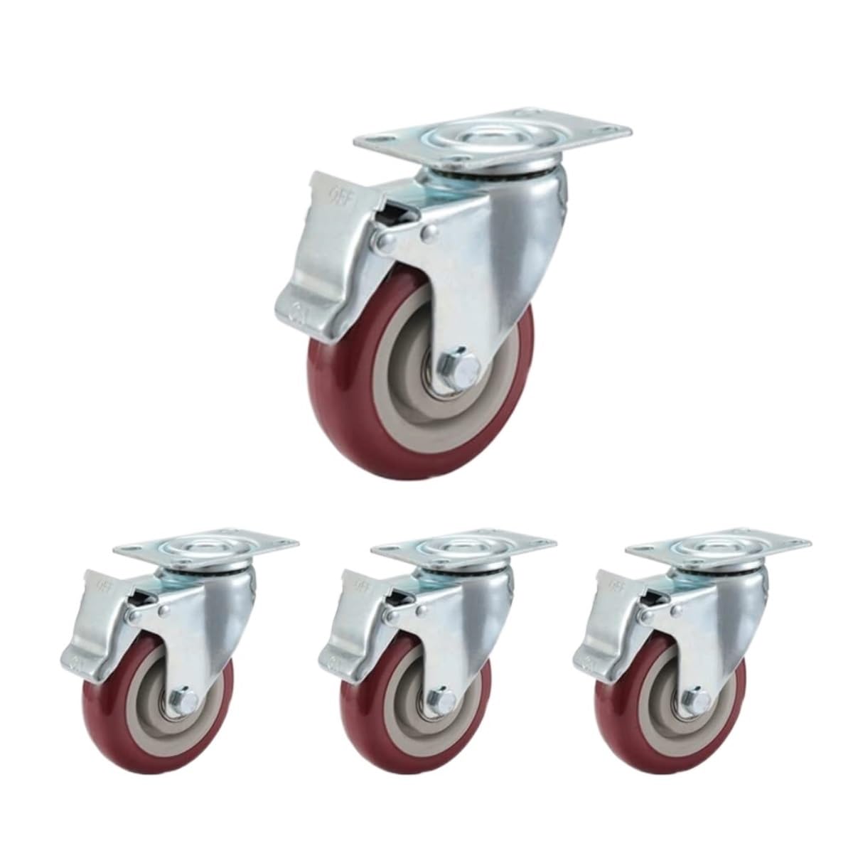 Roulettes pivotantes anti-rayure pour protéger sols délicats lot de 4 freins 5"