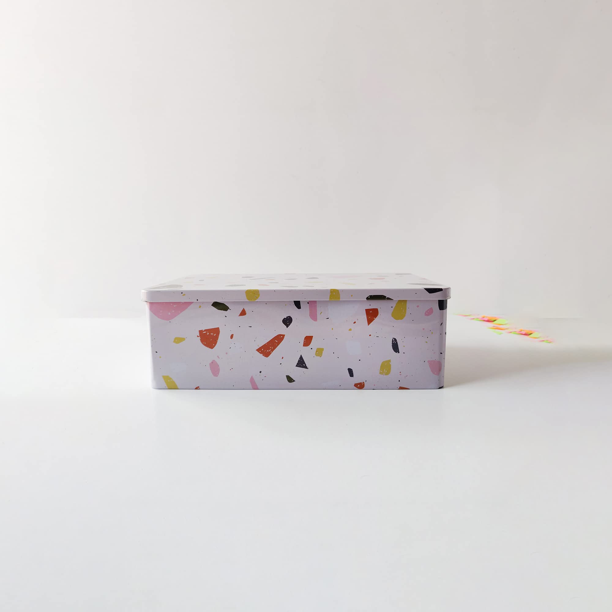 Terrazzo Modern Rectangular Tin Box | by Namastay Home (Confetti, Large )