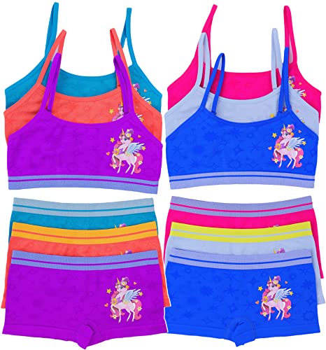 Image of ToBeInStyle Girl Pack of 6 Set Spaghetti Strap Training Bras & Boyshorts Bikinis