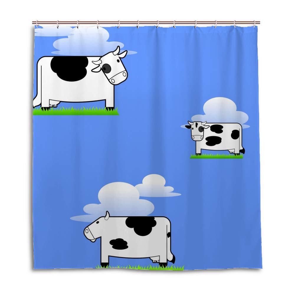 Rideau de douche anti-éclaboussures motif vache en polyester avec crochets