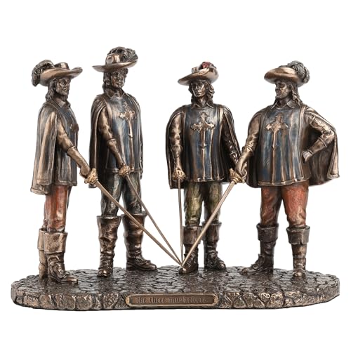 Estatua de resina con acabado bronce de Los Tres Mosqueteros