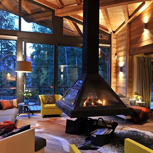 Gas-Holzscheite, 4 Stück,Gas-Kaminholz-Set aus Keramikholzscheiten. Zur Verwendung im Innenbereich, Gaseinsätze, belüftete, elektrische oder draußen Kamine & Feuerstellen