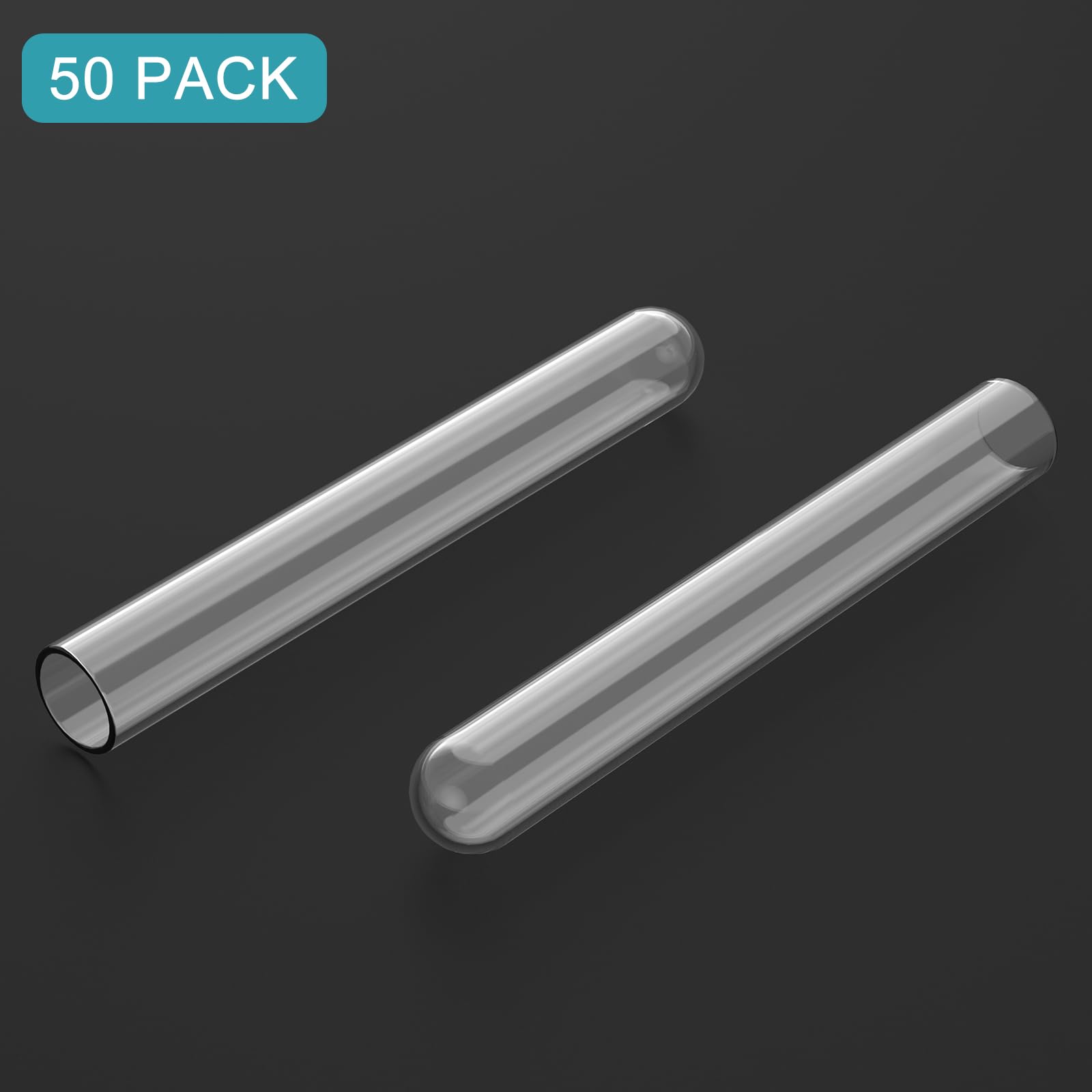 stonylab Tubos de Ensayo de Vidrio, Tubos de Ensayo de Fondo Redondo de Vidrio Borosilicato Transparente con Diámetro de 20 mm y Longitud de 150 mm para uso en Laboratorio, Paquete de 50