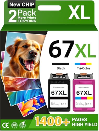 TOKYOINK 67XL Ink Cartridges Compatible for HP67 HP Ink 67 Black-Color Combo Pack for DeskJet 2855e 2827e 2800e 4255e 2755e 2700e 2852e 2700 4155e 2734e 4227e Envy 6000 6055e 6400 Printer