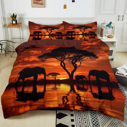 Housse de couette zippée 220x240 cm en polycoton éléphant