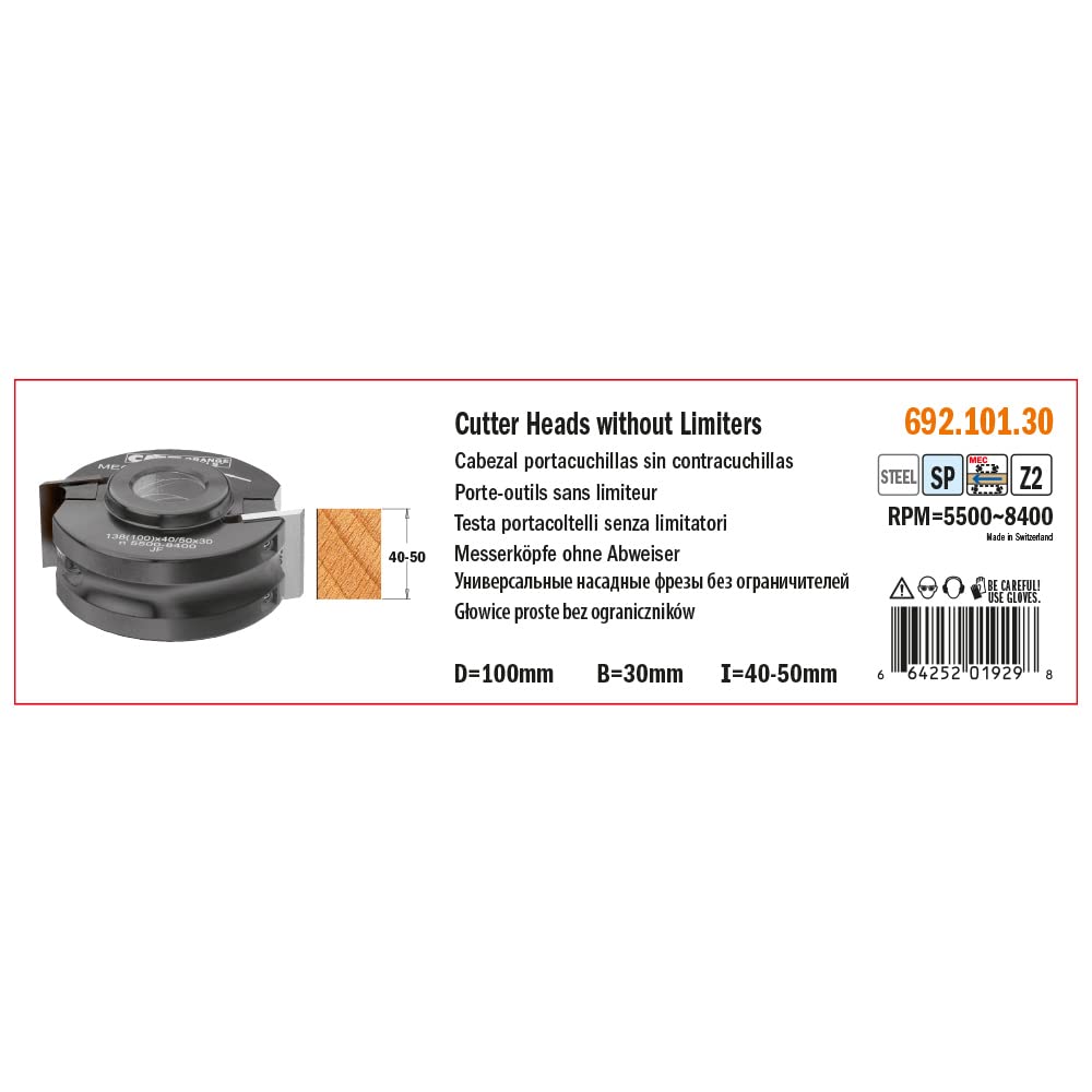 CMT ORANGE TOOLS 692.101.30 - STAHL-MESSERKOPF OHNE ABWEISER D=100X40 F=30