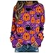 GANBADIE - Camiseta de manga larga para mujer, diseño de calabaza de Halloween, multicolor, M