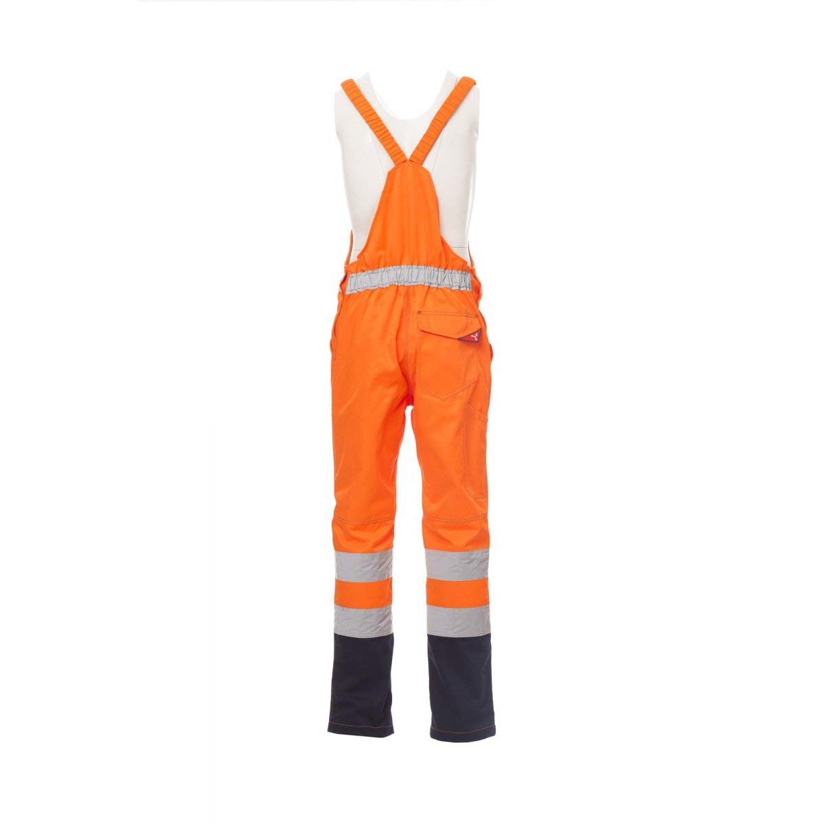 PAYPER Skill Tuta Pettorina da Lavoro Alta visibilità Unisex Uomo Donna Misto Cotone Poliestere Bretelle Elasticizzate Apertura Laterale Tasche al Petto Arancione Fluo/Blu Navy (M)