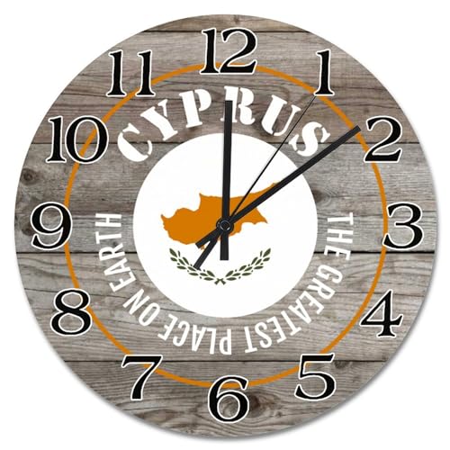 Horloge murale drapeau Chypre 38 cm à piles pour salon